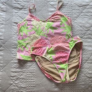 Lilly Pulitzer Pink and Green Pineapple Print Swimsuit Tripical | 12